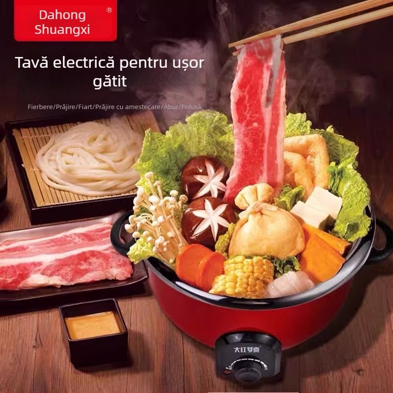 Oală electrică multifuncțională cu abur, 4–5 L, 1200–1500 W, vas interior antiaderent, control mecanic