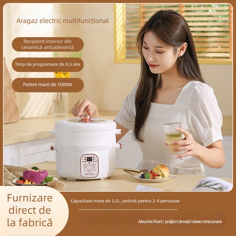 Oală electrică de gătit cu abur și funcții multiple – 600 W, 1.8 L, pentru 1–2 porții, funcție anti-uscare