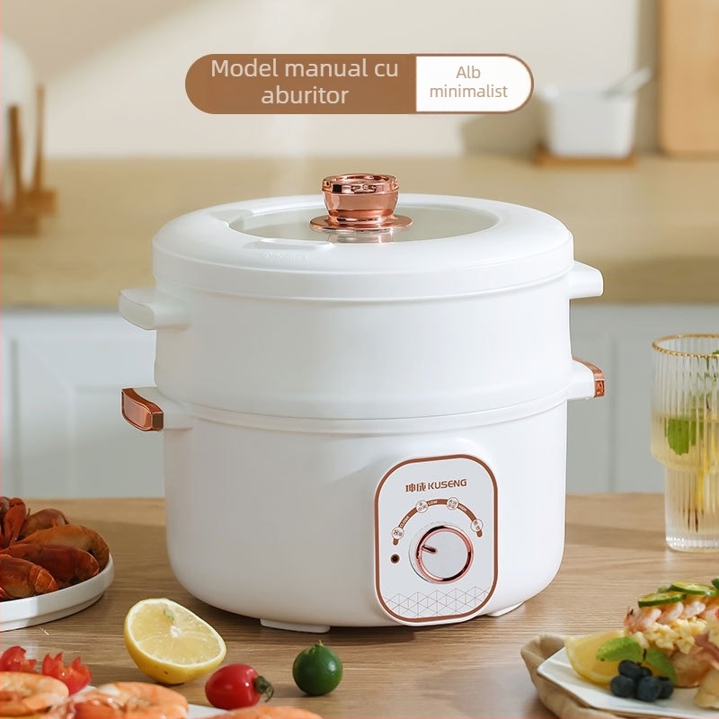 Oală electrică de gătit cu abur și funcții multiple – 600 W, 1.8 L, pentru 1–2 porții, funcție anti-uscare