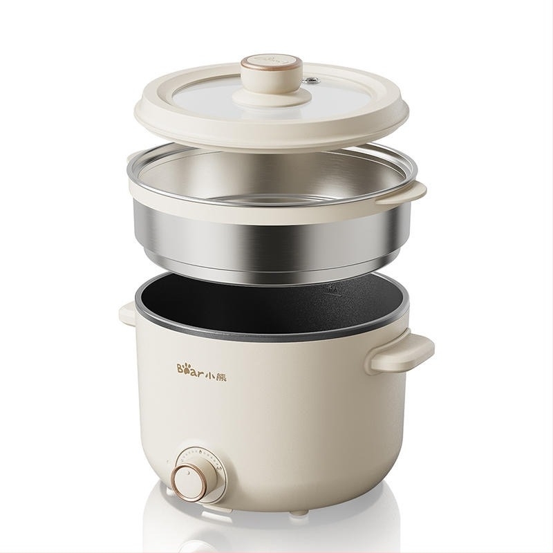 Bear Oală Electrică de Gătit, Capacitate 2.5 L, 800W, Funcții de Înăbuire și Hot Pot, Vas Interior din Oțel Inox