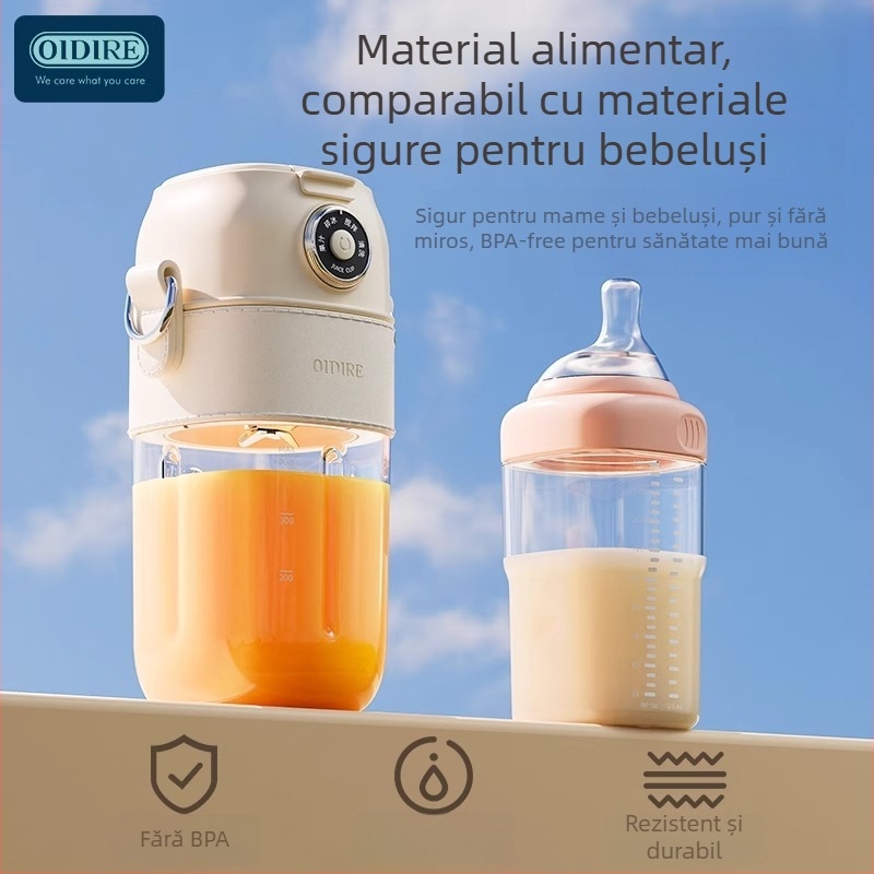 OIDIRE Cupă Portabilă Electrică pentru Suc, 70W, Baterie Încorporată, Capacitate 0.4 L, 7.4V, Carcasă Din Plastic