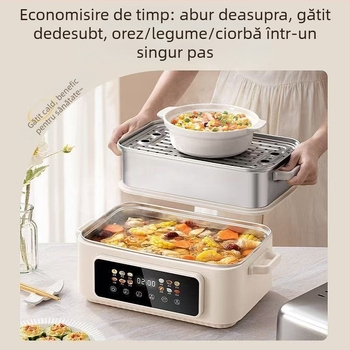 Aburitor electric cu trei nivele, capacitate peste 10 litri, vas interior din oțel inoxidabil 304, control prin microcomputer, 1500W la 220V 50Hz