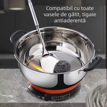 Oală electrică multifuncțională cu abur, corp din oțel inoxidabil, capacitate 5–6 L, putere 500–2100 W, control cu buton, protecție împotriva uscării