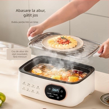 Aburitor electric cu două niveluri, capacitate 9,5 L, 1350 W, vas intern din oțel inoxidabil