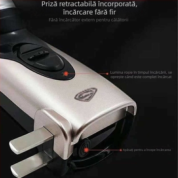 RS102 aparat de ras electric, reîncărcabil, cap rotativ cu 1 lamă, cap plutitor, autonomie de 30 de minute