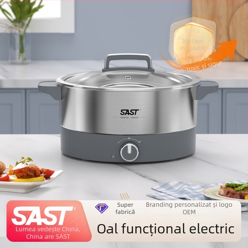 Oală electrică pentru gătit, 4–5 L, oțel inoxidabil, 1201–1500 W, funcții: prăjire, gătire, fierbere, înăbuire