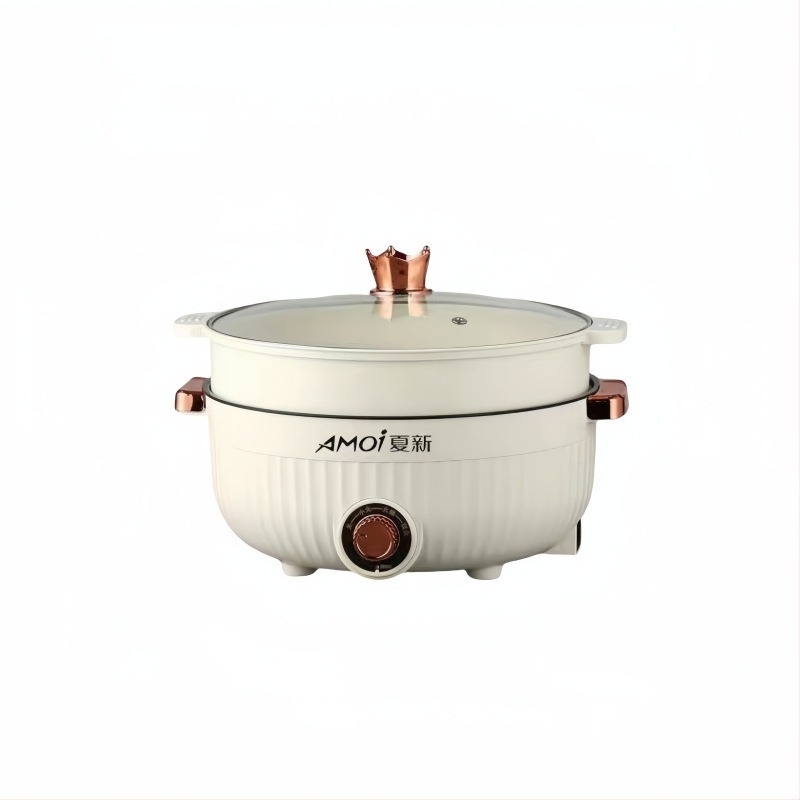 Oală electrică de gătit – Multifuncțional: abur, fierbere, gătire, prăjit; design cu două niveluri; interior antiaderent; putere ≤800W; potrivit pentru 2–3 porții; control mecanic