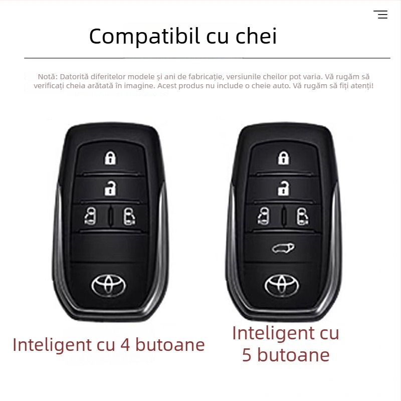 Carcasă pentru cheie din aliaj de zinc pentru Toyota Granvia și Sienna – stil minimalist, personalizabil