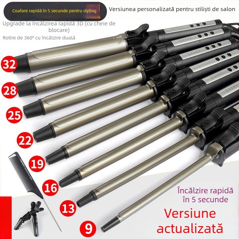 Ondulator rotativ pentru stiliști de studio - profesional, tambur 21–30 mm, control temperatură în 4 trepte, 45 W, 110–220 V