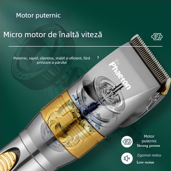 Trimmer de păr Powerful Factory, motor brushless, lame ceramice, alimentare duală (încărcare sau priză), fără baterie încorporată, nu este rezistent la apă