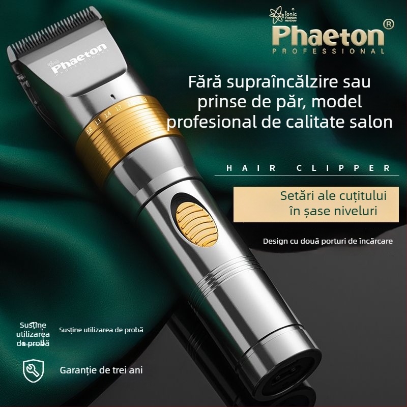 Trimmer de păr Powerful Factory, motor brushless, lame ceramice, alimentare duală (încărcare sau priză), fără baterie încorporată, nu este rezistent la apă