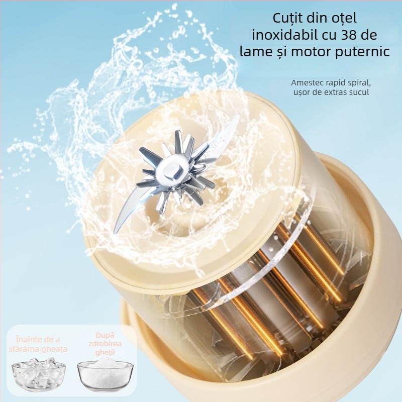 Cana portabilă de sucuri, reîncărcabilă – capacitate 801–1000 ml, viteză 18000 rpm, 50 W, lame 5+, baterie încorporată