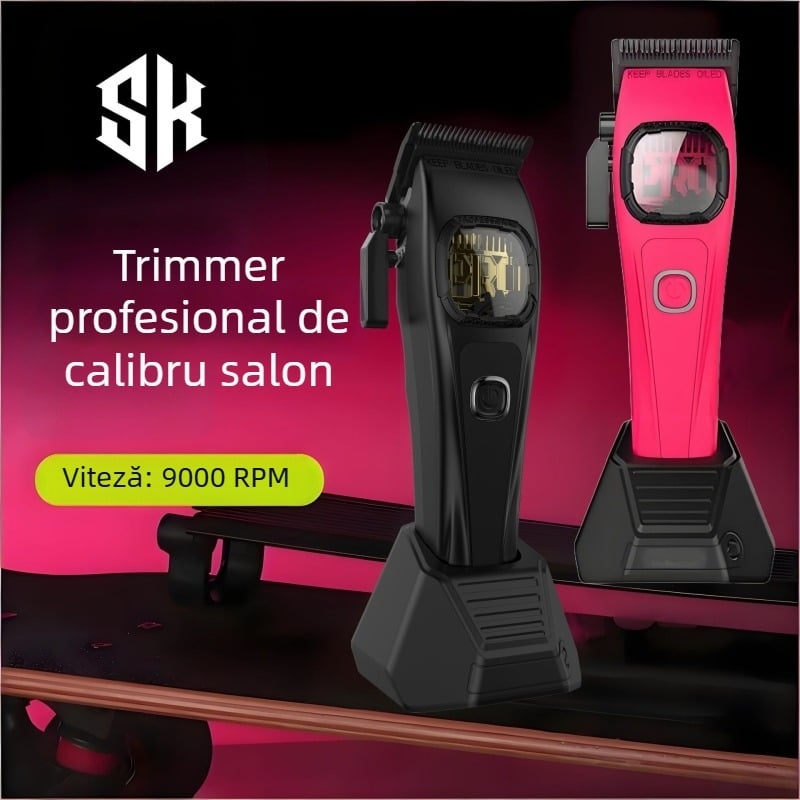 Mașină electrică de tuns păr profesională pentru saloane, motor fără perii, lame din oțel inoxidabil, baterie încorporată 2000–4000 mAh, funcționare silențioasă