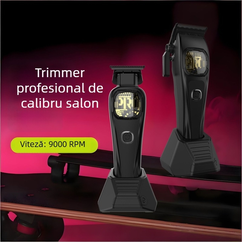 Mașină electrică de tuns păr profesională pentru saloane, motor fără perii, lame din oțel inoxidabil, baterie încorporată 2000–4000 mAh, funcționare silențioasă