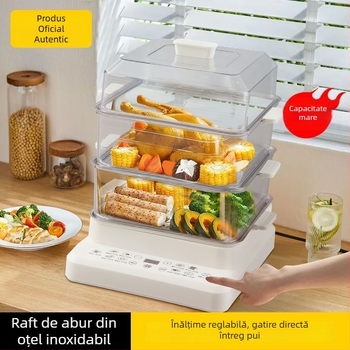 Gătitor cu aburi electric, cu un singur nivel, capacitate peste 10 L, control tactil, funcție de programare