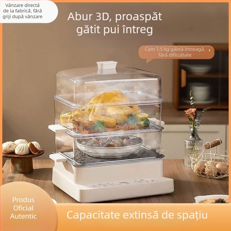 Gătitor cu aburi electric, cu un singur nivel, capacitate peste 10 L, control tactil, funcție de programare