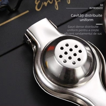 Storcător manual de lămâi din oțel inoxidabil cu filtru, design modern și simplu, cu logo
