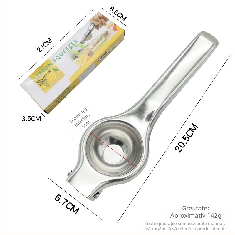 Storcător manual de lămâi din oțel inoxidabil cu filtru, design modern și simplu, cu logo