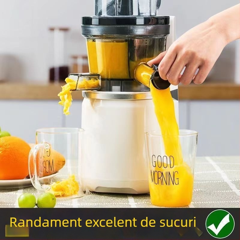 Storcător de fructe și legume, automat, cu diametru mare, fără tăiere, recipient interior din silicon, 180 W, capacitate 801–1000 ml, ax vertical cu șurub