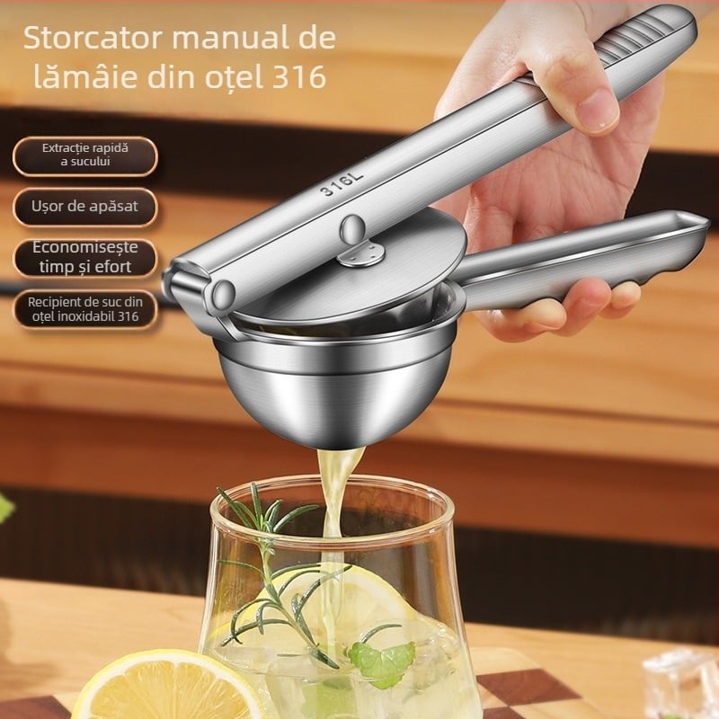 Storcător manual de lămâi – oțel inoxidabil 316, unealtă multifuncțională de stoarcere a lămâilor
