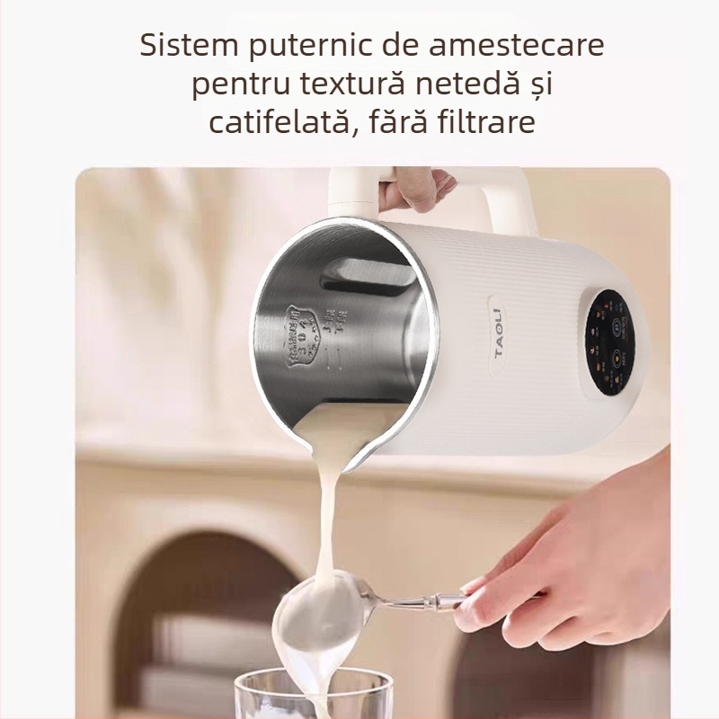 Mașină de lapte din soia, Carcasă din oțel inoxidabil, Capacitate 1–2 L, Auto-curățare, Funcție de rezervare, Potrivit pentru 4–5 persoane