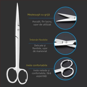 Foarfece din oțel inoxidabil pentru îndepărtarea firelor, vârf curbat, foarfece pentru tifon și bandaje, marca Chuangyue