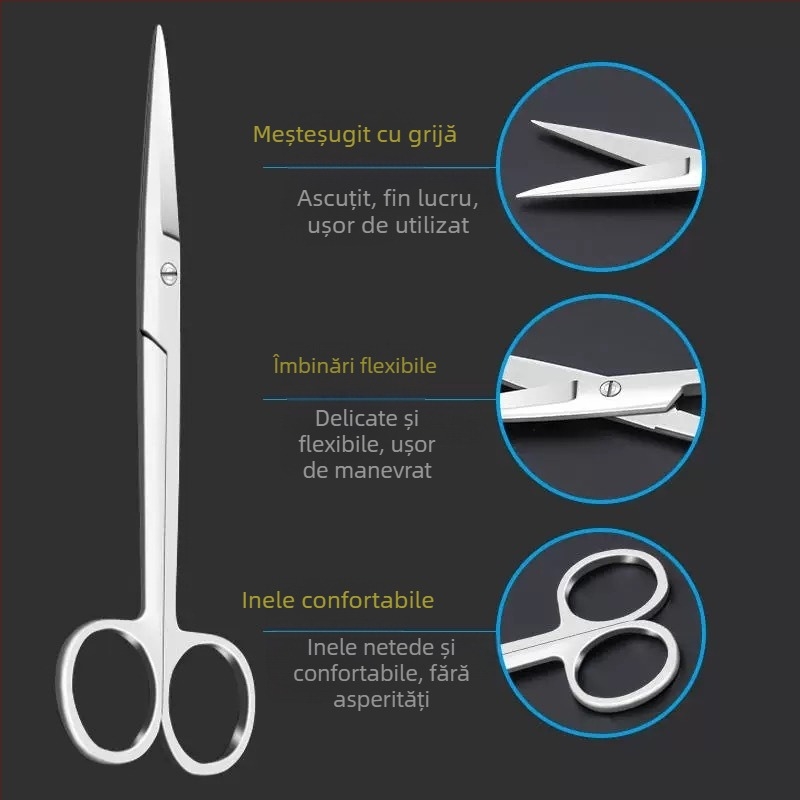Foarfece din oțel inoxidabil pentru îndepărtarea firelor, vârf curbat, foarfece pentru tifon și bandaje, marca Chuangyue