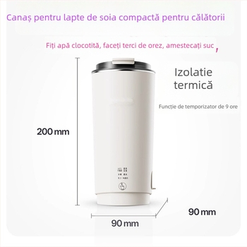 Mașină portabilă de lapte de soia cu corp din sticlă, 300 W, capacitate sub 1 L, control prin atingere.