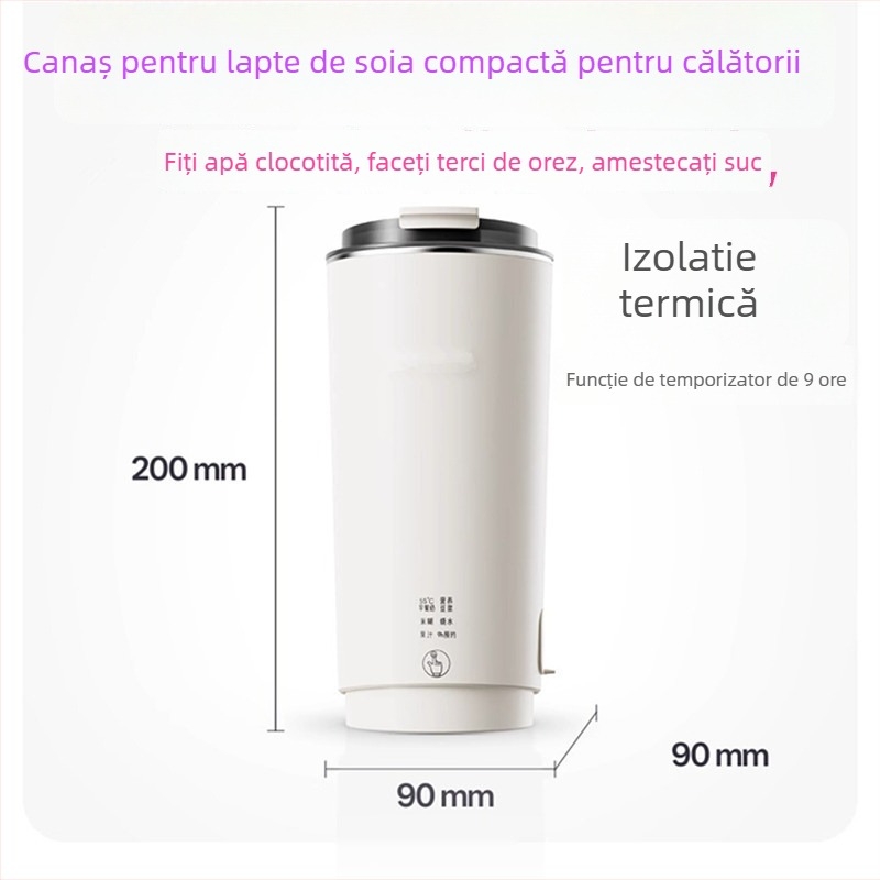 Mașină portabilă de lapte de soia cu corp din sticlă, 300 W, capacitate sub 1 L, control prin atingere.