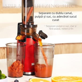 Mckaka storcător de suc automat compact, cu separare pulpă-suc, fără filtru, mic și ușor de depozitat - recipient suc 450 ml, recipient pulpă 300 ml; ≤200W, ≤12000 rpm, max 400 ml per utilizare