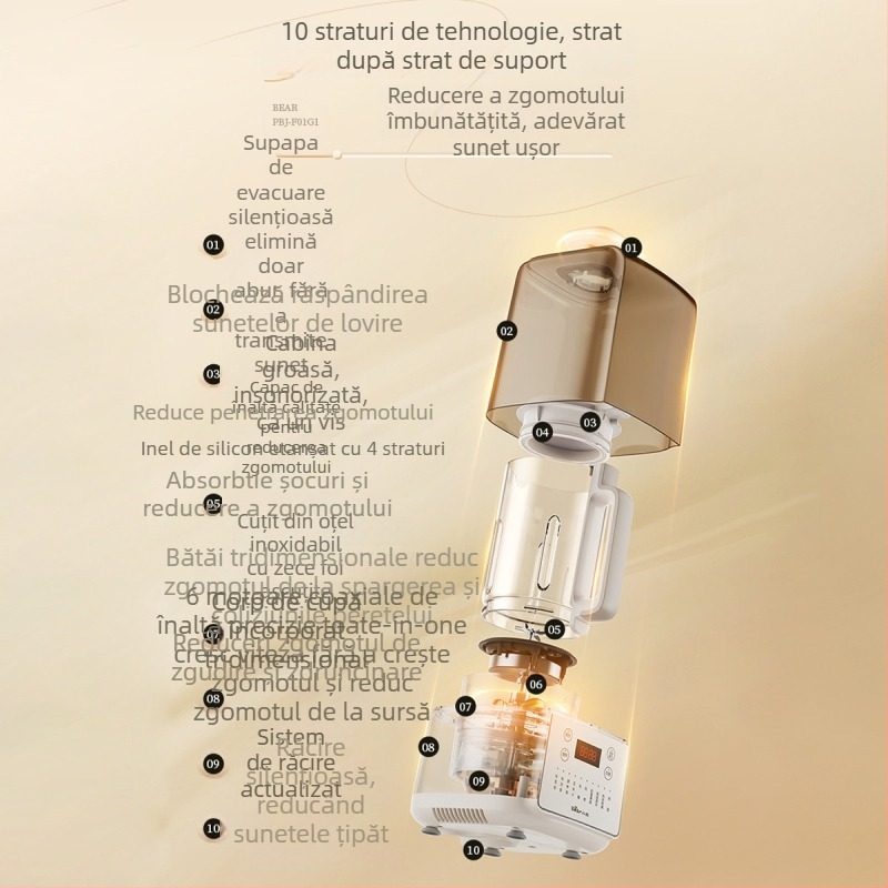 PBJ-F01G1 Blender de înaltă viteză pentru ruperea pereților celulari, capacitate 1.5 L, control tactil, izolație, supliment nutrițional, temporizator