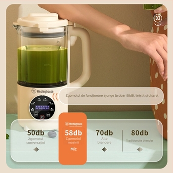 Westinghouse mini blender pentru lapte de soia și procesor de bucătărie, complet automat, fără spălare și filtrare, funcție de menținere caldă, model WFB-A629; capacitate sub 0,6 L; control mecanic; pentru 1–3 persoane