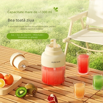 Storcător de suc portabil cu baterie încorporată, 18000 rpm, 5+ lame, recipient interior din oțel inoxidabil