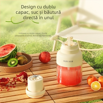 Storcător de suc portabil cu baterie încorporată, 18000 rpm, 5+ lame, recipient interior din oțel inoxidabil