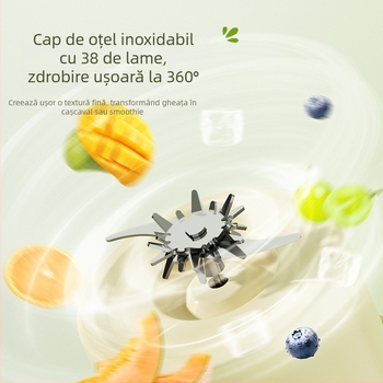 Storcător de suc portabil cu baterie încorporată, 18000 rpm, 5+ lame, recipient interior din oțel inoxidabil