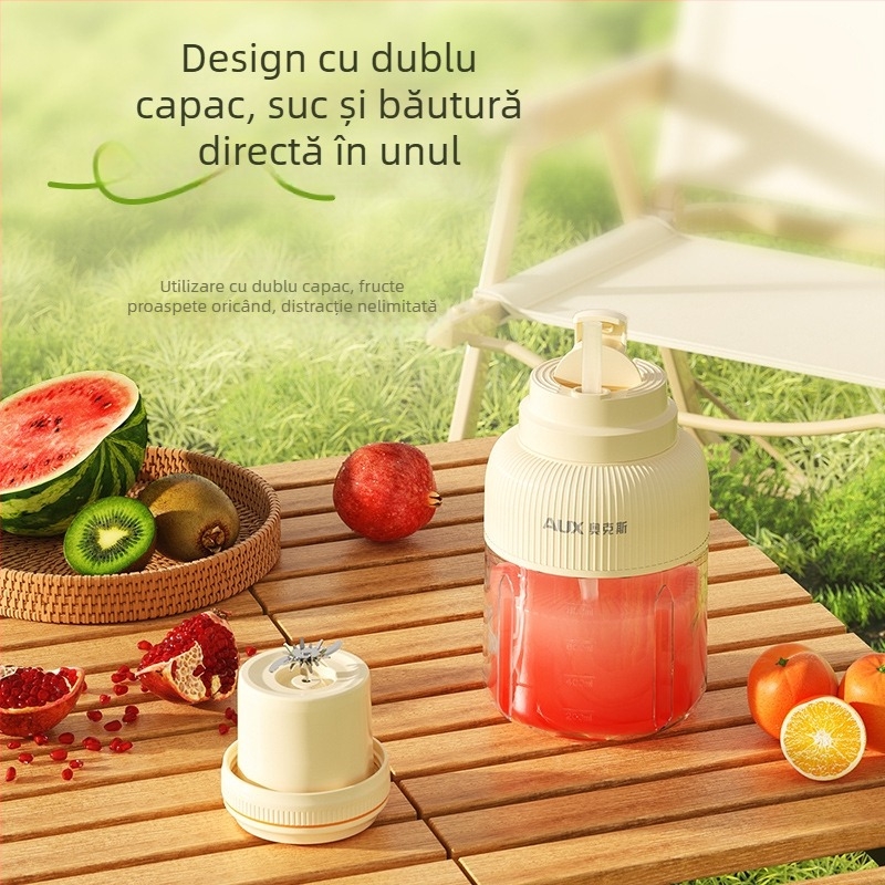 Storcător de suc portabil cu baterie încorporată, 18000 rpm, 5+ lame, recipient interior din oțel inoxidabil