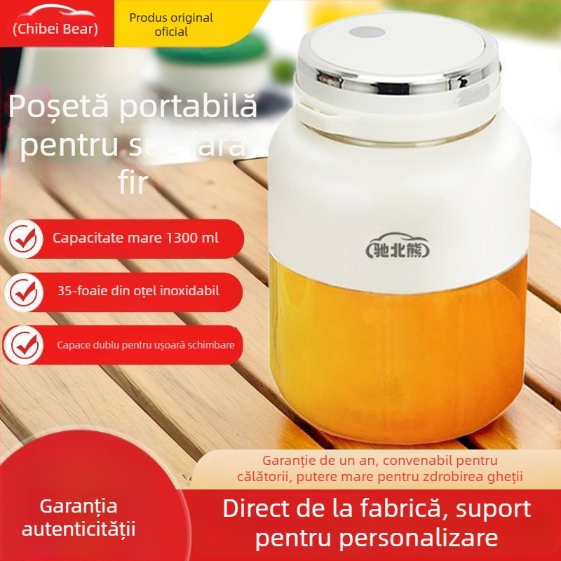 Cușor portabil fără fir cu baterie încorporată, 18001–20000 rpm, ≤200W, 5 lame, recipient interior din PC pentru uz alimentar