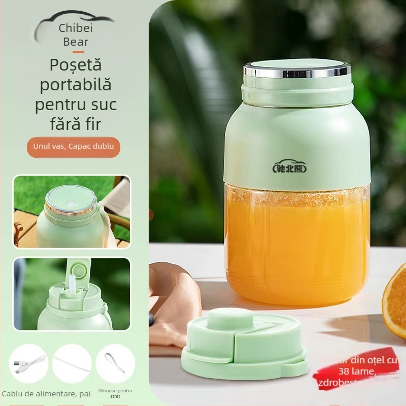 Cușor portabil fără fir cu baterie încorporată, 18001–20000 rpm, ≤200W, 5 lame, recipient interior din PC pentru uz alimentar