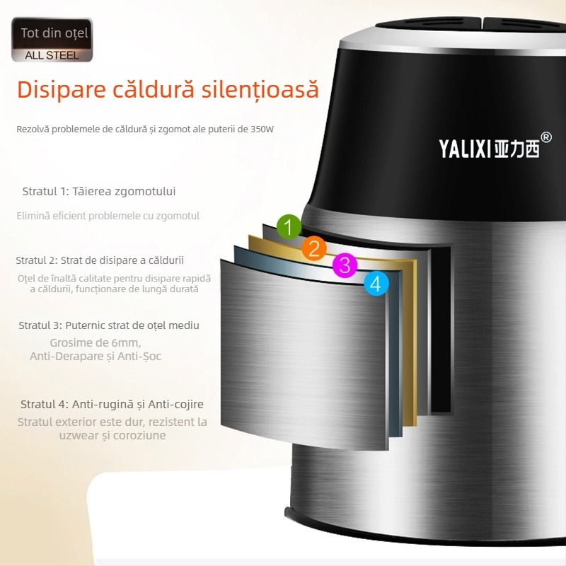 Mașină de stoarcere, mixare și gătit Alexis, capacitate 2 L, motor 30.000–39.999 rpm, tensiune 111–240 V, zgomot redus