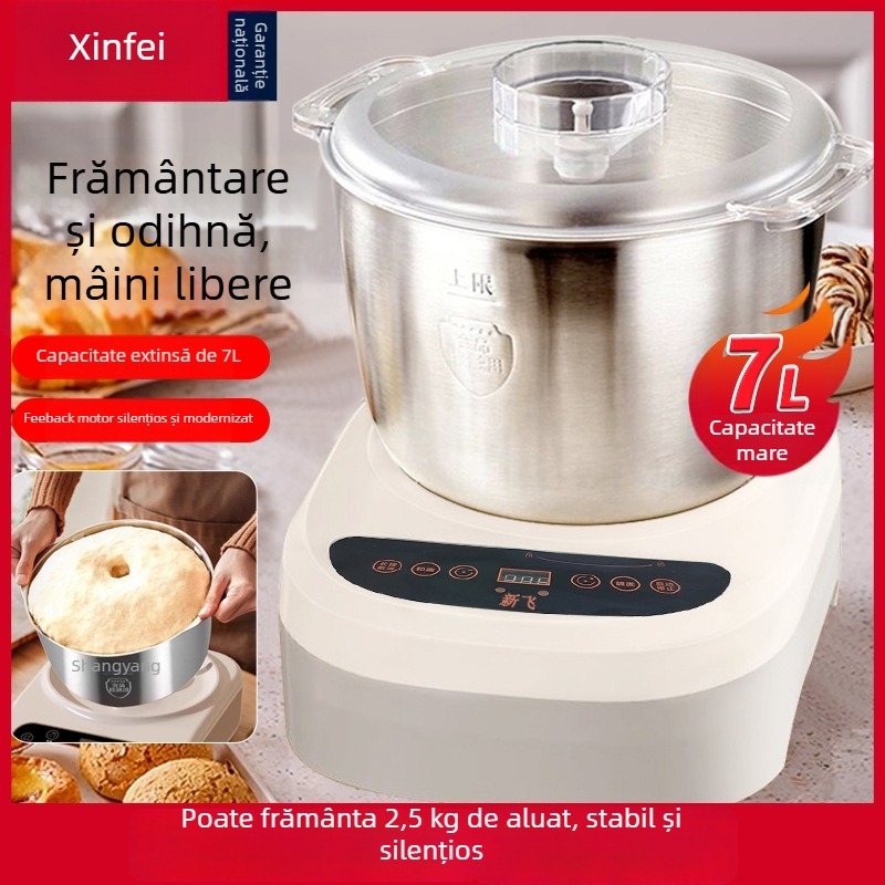 Mixer de aluat – automat, aparat de bucătărie multifuncțional cu fermentare și trezire a aluatului, capacitate 5–7 L, bol din oțel inoxidabil, control tactil
