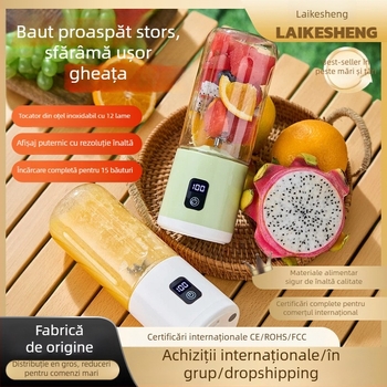 Storcător de suc portabil fără fir, cu afișaj LED, 18k–20k rpm, cinci lame sau mai multe, baterie încorporată, plastic PC alimentar