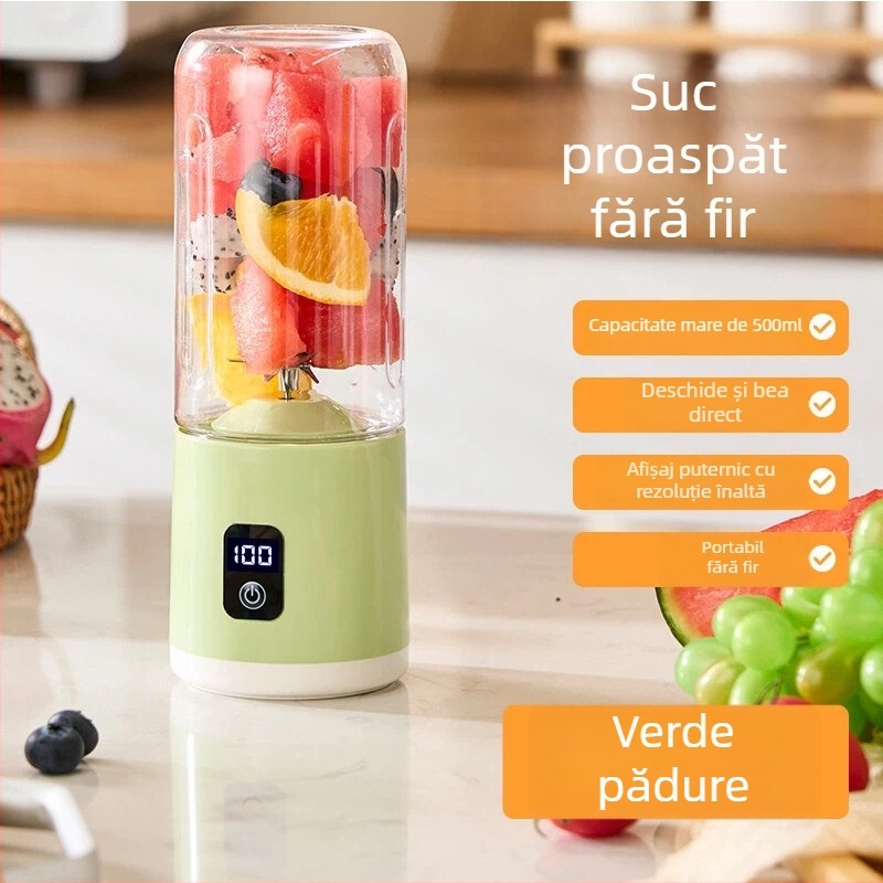 Storcător de suc portabil fără fir, cu afișaj LED, 18k–20k rpm, cinci lame sau mai multe, baterie încorporată, plastic PC alimentar