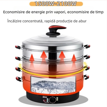 Aburitor electric, cu trei etaje, din oțel inoxidabil, capacitate peste 10 L, control mecanic
