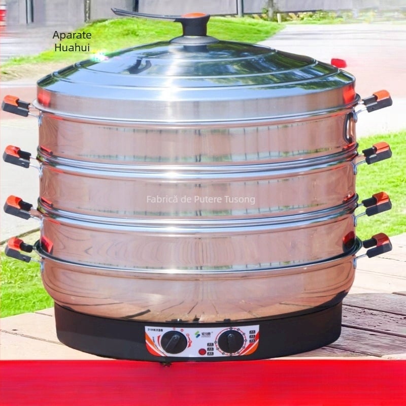 Aburitor electric, cu trei etaje, din oțel inoxidabil, capacitate peste 10 L, control mecanic
