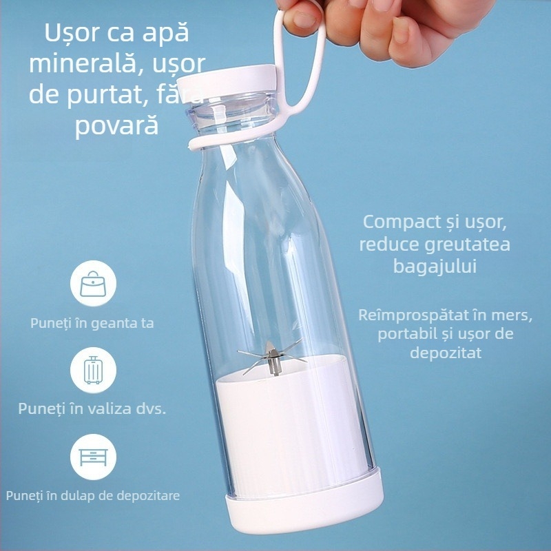 Cupă electrică portabilă pentru sucuri cu baterie încorporată, 40W, 20001–22000 rpm, 5+ lame, capacitate 400 ml