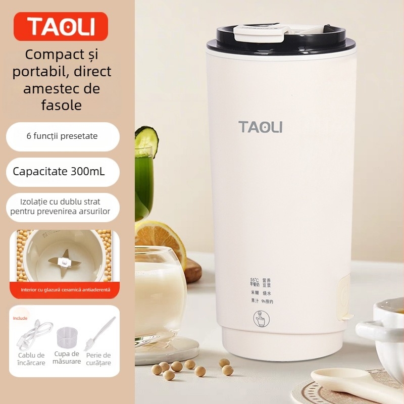 Portabil pentru soia și hrana bebelușilor, 300 ml – Model 301, Carcasă din oțel inoxidabil, măcinare fără sită, încălzire prin șasiu, 300W