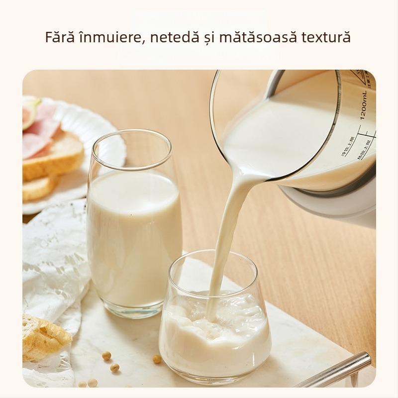 Mașină de lapte din soia cu încălzire pe placa inferioară, curățare automată, 800W, capacitate peste 1,2 L, potrivită pentru 3–5 porții