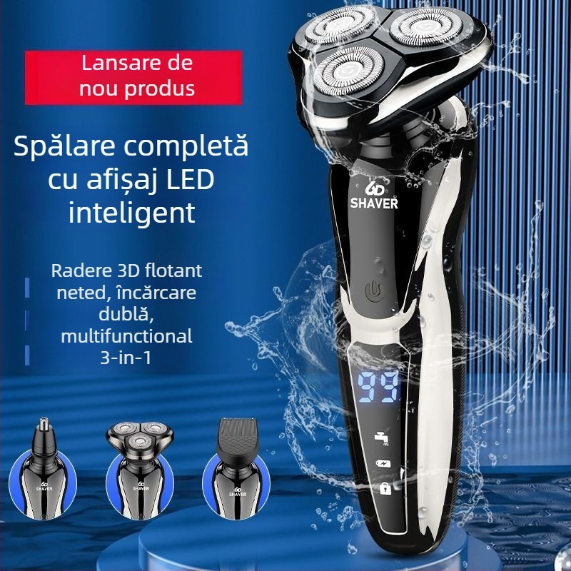 Aparat de ras electric cu cap rotativ unic, încărcare USB, autonomie de peste 60 de minute, motor brushless, utilizare umedă și uscată