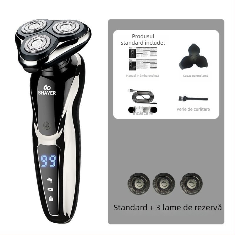 Aparat de ras electric cu cap rotativ unic, încărcare USB, autonomie de peste 60 de minute, motor brushless, utilizare umedă și uscată