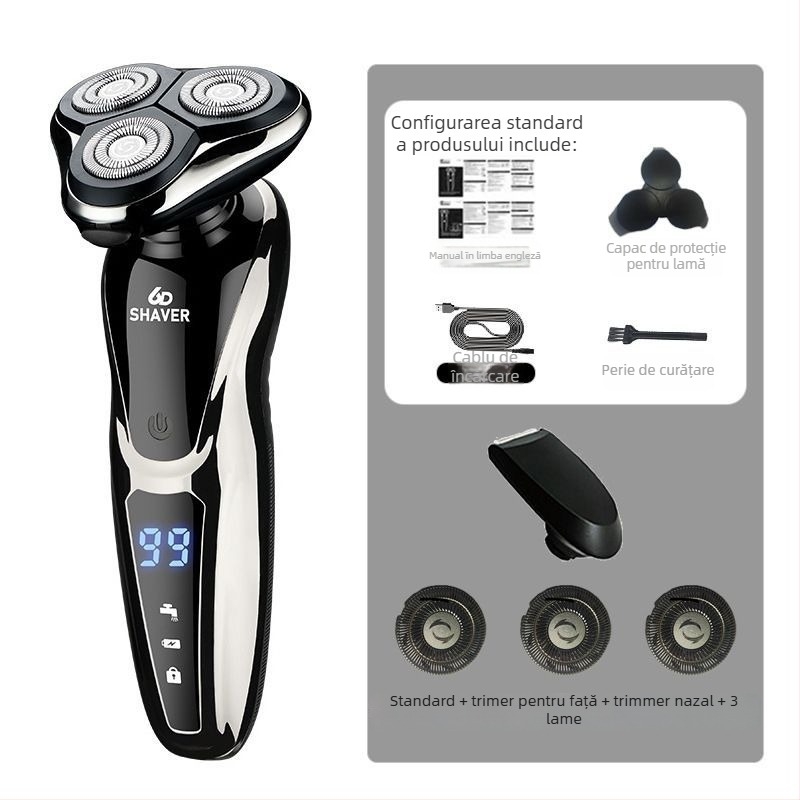Aparat de ras electric cu cap rotativ unic, încărcare USB, autonomie de peste 60 de minute, motor brushless, utilizare umedă și uscată